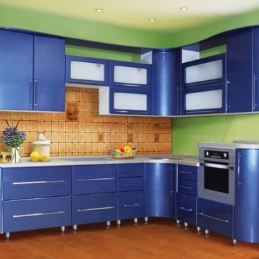 синий кухонный гарнитур